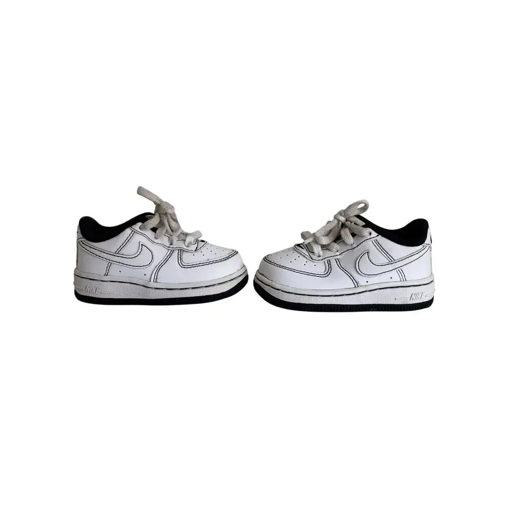 Nike Force 1 Toddler Sneakers Size 5C White Black DC9671-104 Lace Up